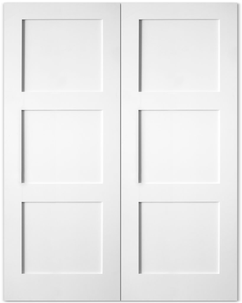 3-Panel MDF Door with Square Top, Solid Core, 1-3/4